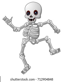 Vector illustration of Cute skeleton cartoon