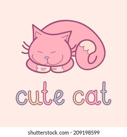 Vector illustration of cute sleeping cat