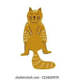 Vector illustration of cute sleeping cat. Doodle cartoon style.