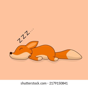 Vector illustration of a cute sleeping fox 