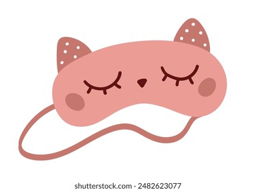 Vector illustration of cute sleeping mask with cat ears and closed eyes