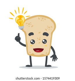 vector illustration of cute slice bread mascot got idea