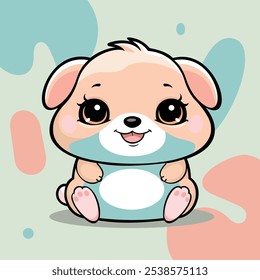 A vector illustration of a cute, small animal character with a rounded, chubby body and large, sparkling eyes