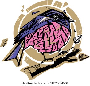 the vector illustration of the cute small bird