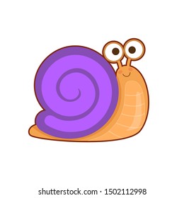 Vector illustration of cute small snail on white background
