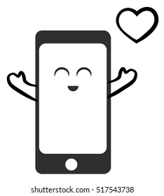 Vector illustration of a cute smart phone icon 