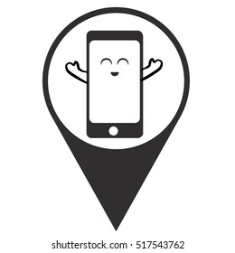 Vector illustration of a cute smart phone label icon 