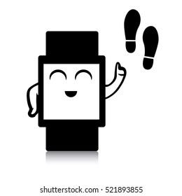 Vector illustration of cute smart watch icon and steps