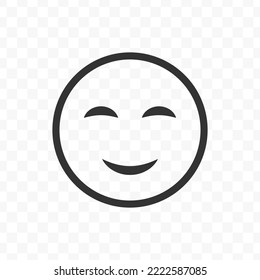 Vector illustration of cute smile emoticons. icon in dark color for website design .Simple design on transparent background (PNG).