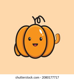 vector illustration from cute smile face of pumpkin fruit character with greetings.