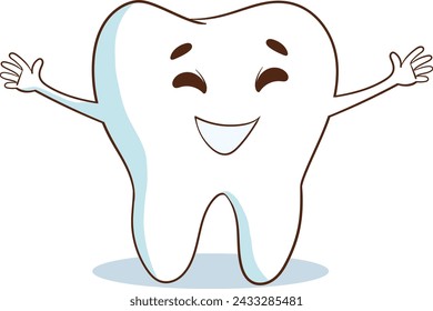 ilustración vectorial de un lindo diente sonriente de la salud. importancia de la salud dental.