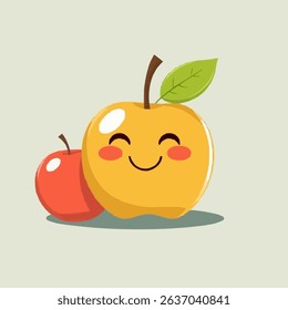 vector illustration cute smiling apple