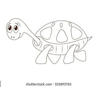 Vector illustration of cute smiling cartoon turtle