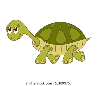 Vector Illustration Cute Smiling Cartoon Turtle Stock Vector (Royalty ...