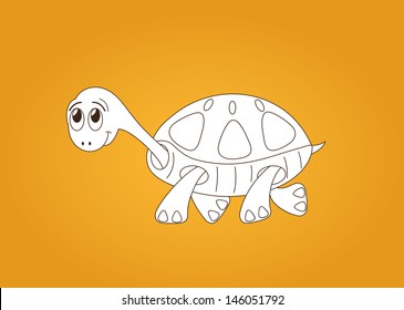 Vector illustration of cute smiling cartoon turtle