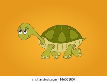 Vector illustration of cute smiling cartoon turtle