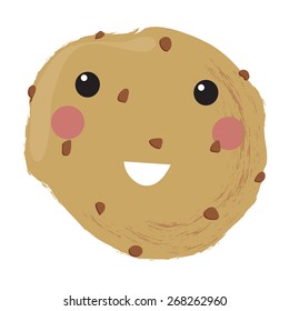 Vector illustration of a cute smiling chocolate cookie