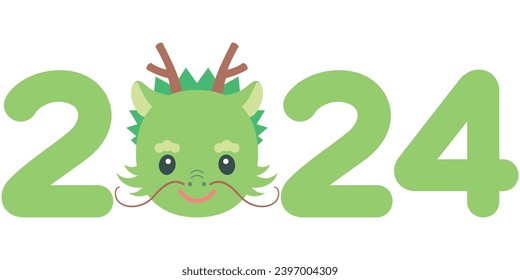 Vector illustration of Cute smiling dragon 2024