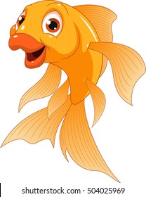 Vector Illustration Cute Smiling Goldfish On Stock Vector (Royalty Free ...