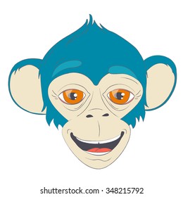 Vector illustration Cute smiling monkey portrait