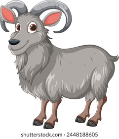 Vector illustration of a cute, smiling mountain goat.