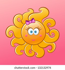 Vector illustration of cute smiling sun