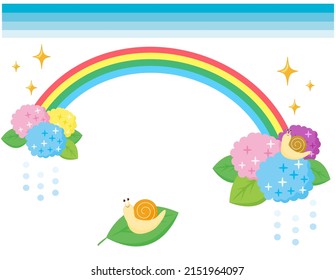 Vector illustration of a cute snail and hydrangea.