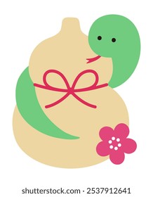 Vector illustration of a cute snake and gourd. Year of the snake, New Year's decorations, New Year's cards