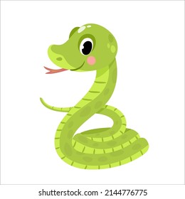 Vector illustration of cute Snake on white background