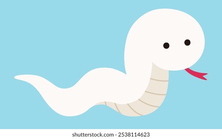 Vector illustration of a cute snake. Year of the snake, white snake, icon, New Year's card