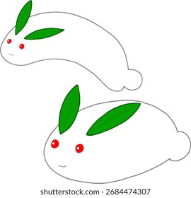 Vector illustration of a cute snow bunny jumping in the snow
