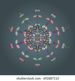 Vector illustration. Vector cute snowflakes on colorful background.