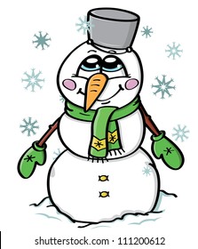 Vector illustration of cute snowman