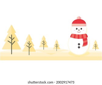 Vector illustration of a cute snowman.