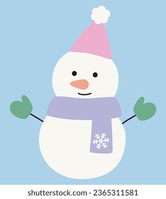 Vector illustration of cute snowman