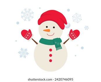 Vector illustration of cute snowman