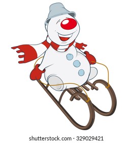 Vector Illustration of Cute Snowman . Cartoon Character