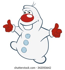 Vector Illustration of Cute Snowman. Cartoon Character