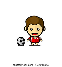 Vector illustration of a cute soccer player boy. EPS 10