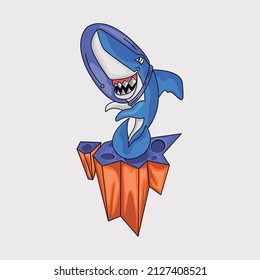 Vector illustration of cute space shark