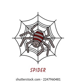 Ilustración vectorial de dibujos animados adorables de araña que se agitan aislados en fondo blanco