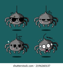 vector illustration of cute spider emoji