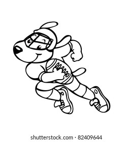 Vector illustration, cute sportive puppy participate in a football game, cartoon concept.