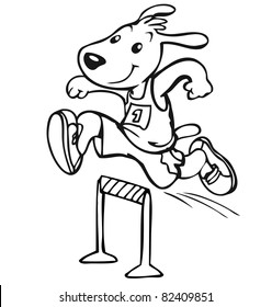 Vector illustration, cute sportive puppy participate in the competition, cartoon concept.
