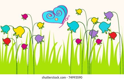 Vector illustration of cute spring butterfly