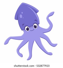 Vector Illustration Cute Squid Cuttlefish Design Stock Vector (Royalty ...