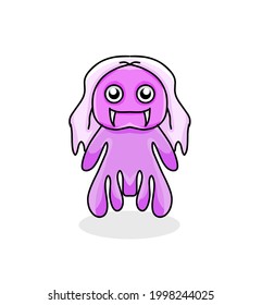 vector illustration of cute squid monster in simple flat style.