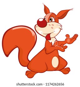 Vector Illustration of a Cute Squirrel. Cartoon Character