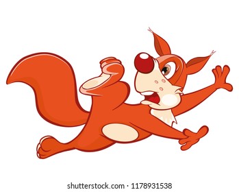Vector Illustration of a Cute Squirrel. Cartoon Character