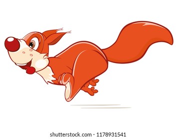 Vector Illustration of a Cute Squirrel. Cartoon Character